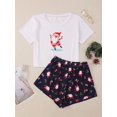 thumbnail image 2 of Nuevo estilo, camisetas y pantalones cortos con estampado de Papá Noel para mujer, conjunto de pijama, ropa de dormir informal de Feliz Navidad, traje para casa, 2 of 4