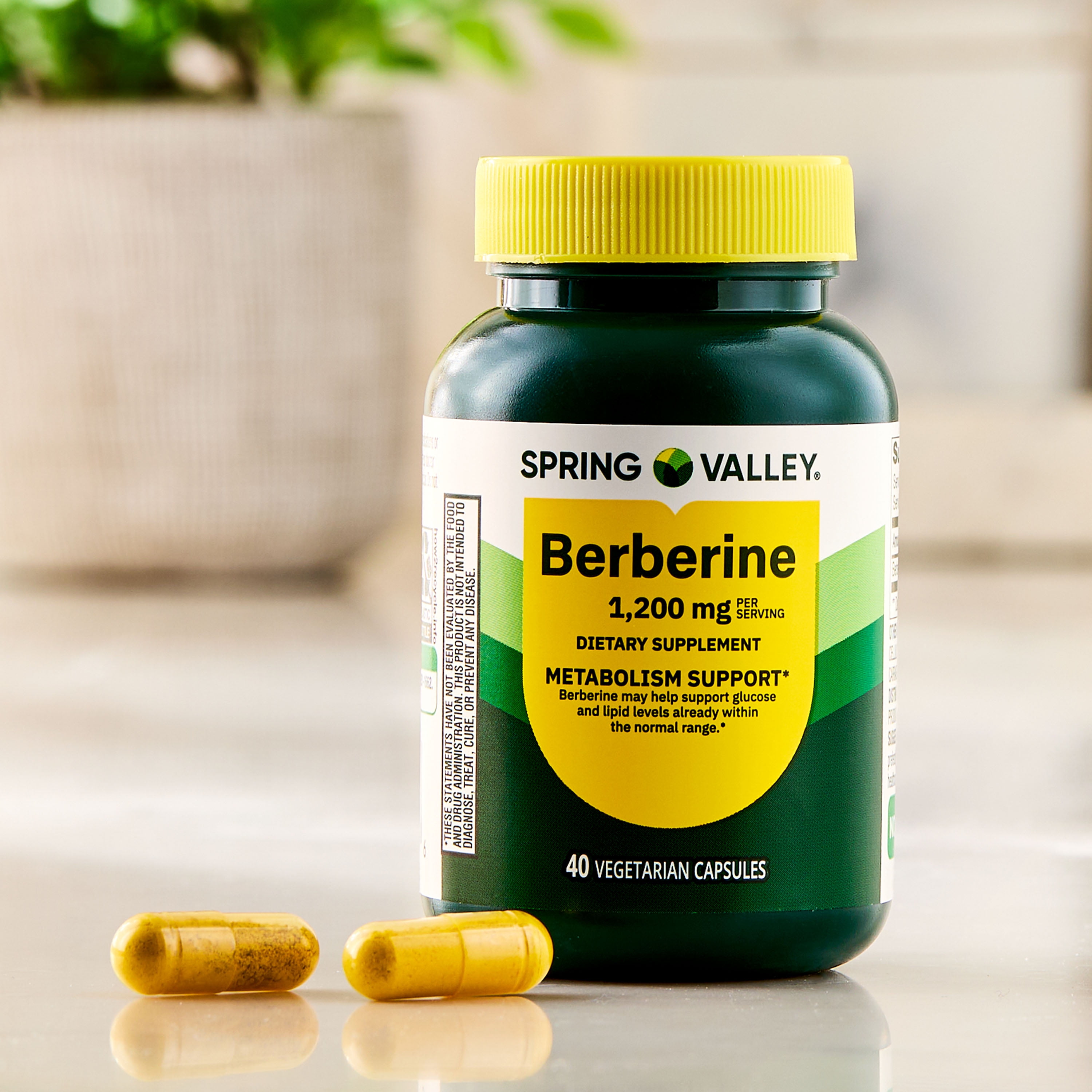 (3 pack) Spring Valley Berberine Metabolism Support Dietary Supplement, 1200 mg, 40 Count