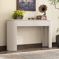 thumbnail image 3 of Harper & Bright Designs Fluted Console Table with 2 Storage Drawers, Modern Wood Entryway Table with Oval Top for Entryway and Living Room, Champagne White, 3 of 12