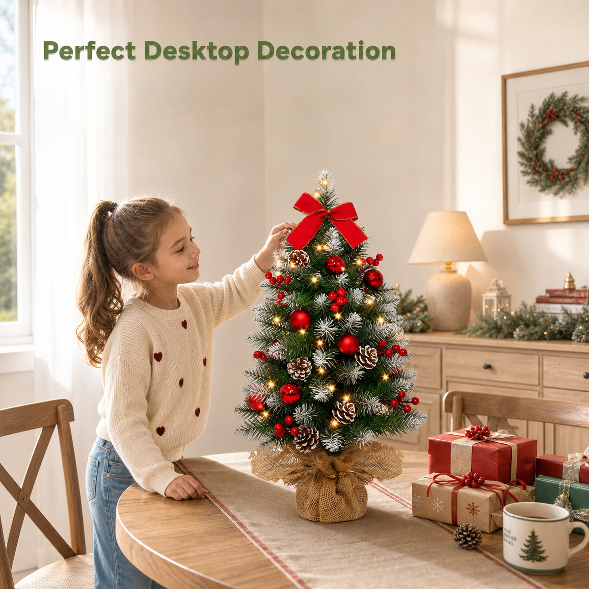 Yexmas 2-Pack 24-Inch Pre-Lit Mini Tabletop Christmas Trees photo 2