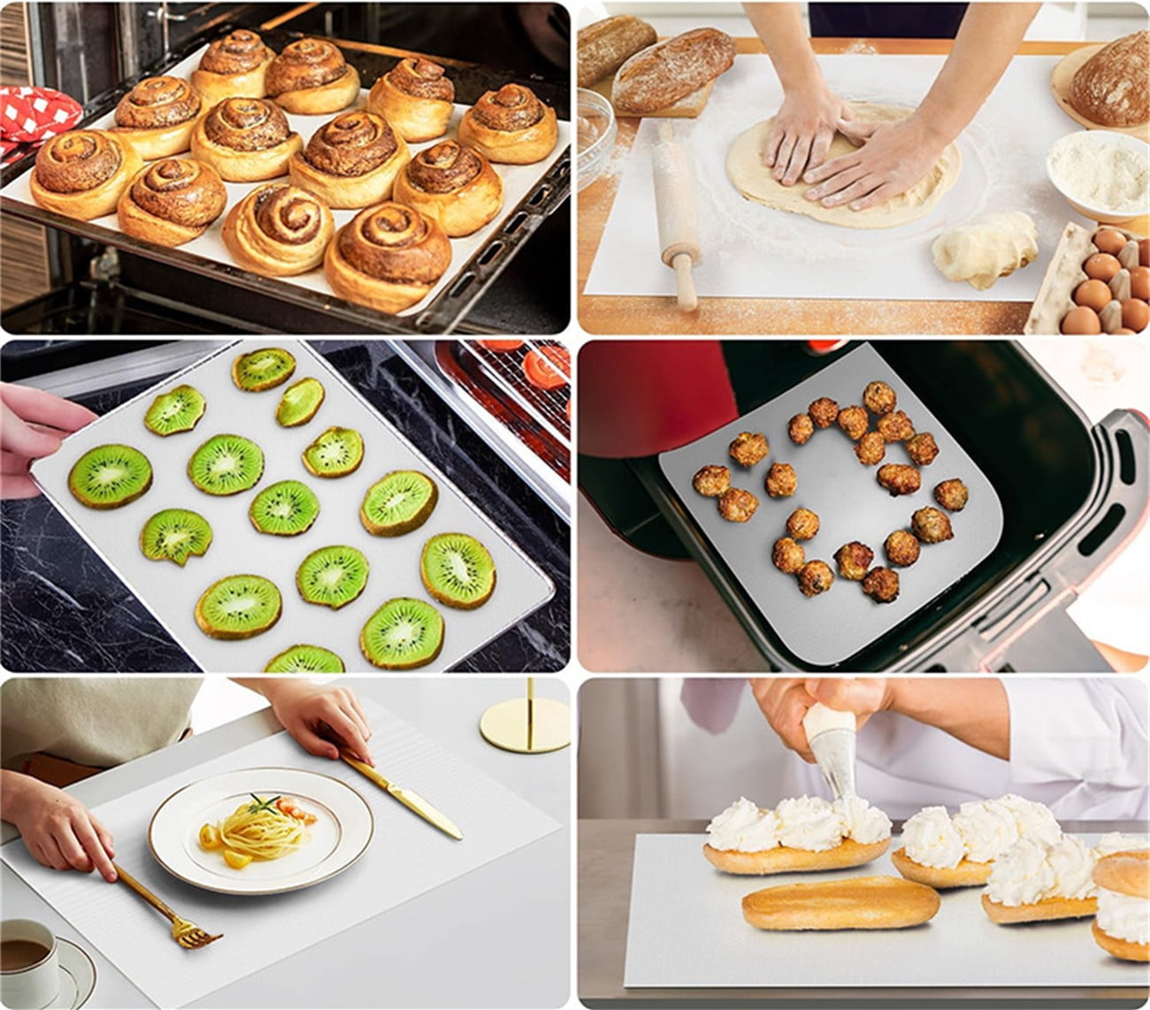 Silicone Baking Mat Roll,Bexikou 11.8IN x 6FT No Slip Silicone Pastry Mat,Reusable Freeze Dryer Mat,Non-Stick Air Fryer Oven Liner,Washable Oil-Proof Refrigerator Liner