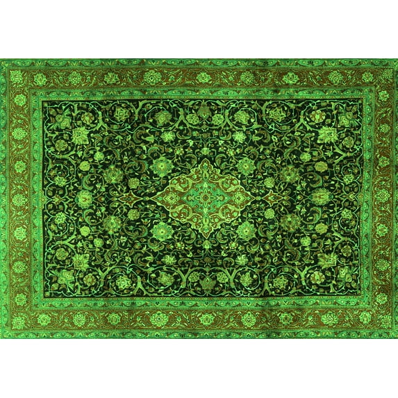 Ahgly Company Indoor Rectangle Medallion Green Traditional Area Rugs, 3' x 5'
