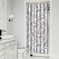 thumbnail image 2 of Small Stall Narrow Shower Curtain 36"W x 72"L – Tropical Bohemian Leaves, Mid-Century Abstract Boho Botanical Bathroom Decor, Vintage Floral Palm Leaf Pattern, Rustic Tribal Folk Style, 2 of 5
