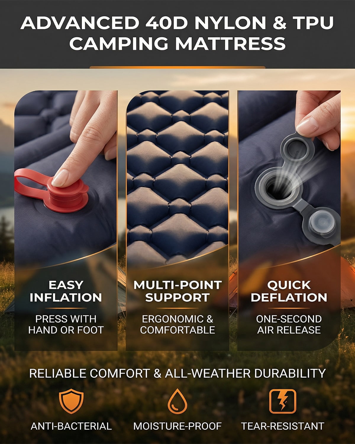 Lounge Mat - Your Portable Chill Zone, Inflatable Camping Mattress for Car SUV Travel, Thick Sleeping Pad with Ergonomic Support, Lightweight Foldable Outdoor Bed, Durable Leak-Resistant Air