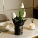 thumbnail image 4 of Decoración de plantas en maceta con flores artificiales simuladas de tulipanes – Arreglo de tulipanes en PU Negro Rosa Blanco, 10,24 pulgadas, adorno de oficina en casa sin mantenimiento, 4 of 6