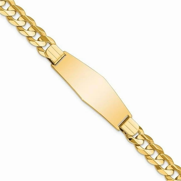 Primal Gold 14 Karat Yellow Gold Curb Soft Diamond Shape ID Bracelet