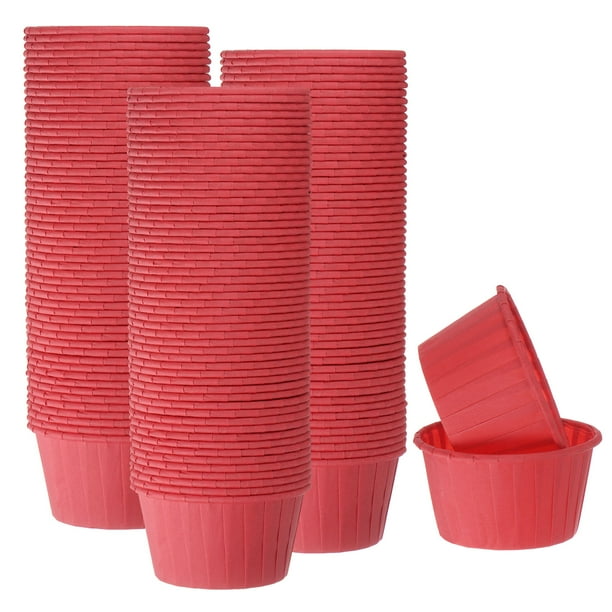 150pcs 3.5oz Moldes para Magdalenas de Papel de Tamaño Estándar Envoltorios Antiadherentes Desechables para Bodas Cumpleaños Navidad Postres Rojo
