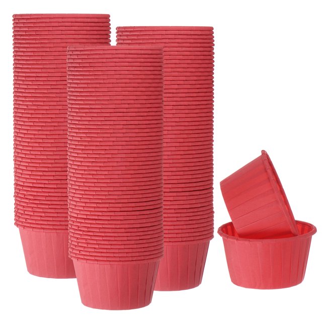 Unique Bargains 150Pcs Cupcake Baking Cups 3.5oz Standard Size Paper Cupcake Liners Greaseproof Wrappers Disposable Red