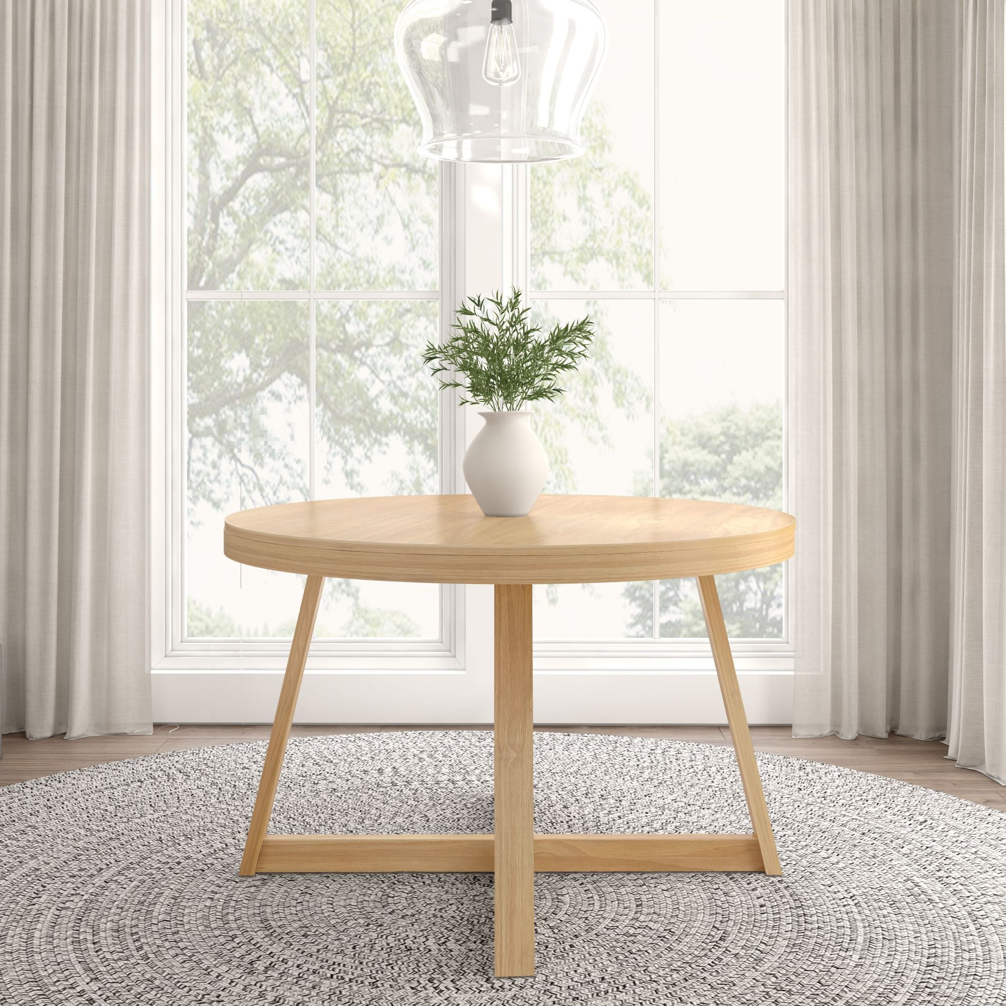 Plank+Beam Round Dining Table, 47" Solid Wood Kitchen Table, Farmhouse Table for 4