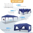 thumbnail image 2 of SANOPY 10x20 Canopy with Sidewalls, Outdoor Tents for Parties Waterproof Pop Up Canopy Tent with Center Lock, Easy Up Event Tent with Sandbags for Picnic, Camping, Wedding, Deep Blue (Top Reinforced), 2 of 9