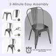thumbnail image 3 of Industrial Metal Chairs Set of 2, Dining Side Chairs with Back for Kitchen, Cafe, Restaurant, Vintage Stackable Indoor Outdoor Use with High Backrest and Wood Seat, 3 of 13