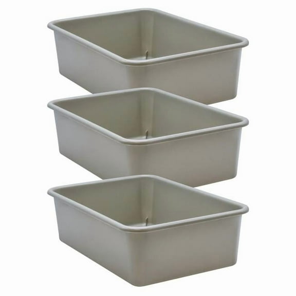 Plastic Storage Bin, Gray - Large - Pack of 3