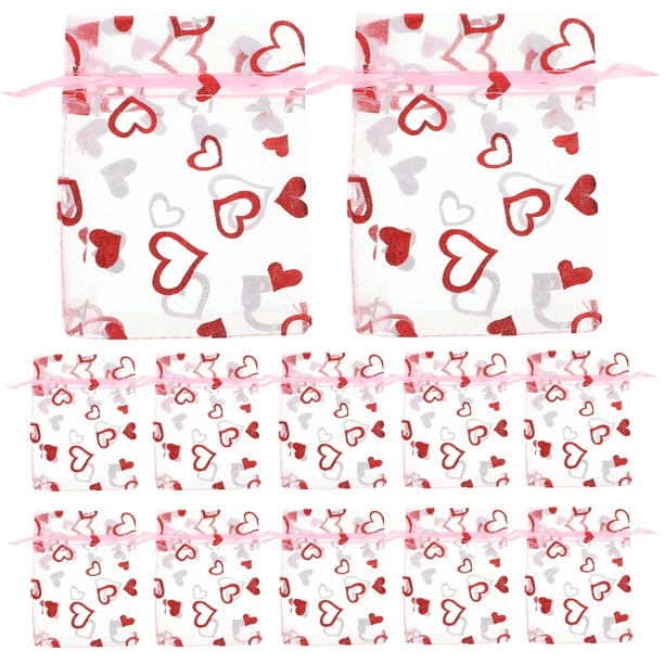 50 bolsas delicadas de organza con cordón, multiusos, para dulces, regalos, diseño de malla, para empacar joyas.