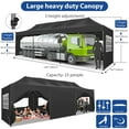 thumbnail image 3 of SANOPY 10'x30' Upgrade Pop up Canopy Tent Outdoor Easy Set-up Instant Tent Heavy Duty Commercia Wedding Party Tents, 8 Removable Sidewalls, Roller Bags, 8 Sandbags Gazebo Shelter(Black), 3 of 12