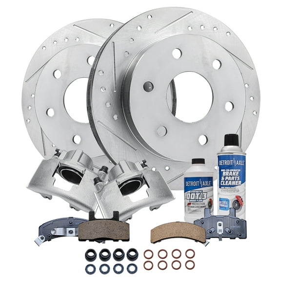 Detroit Axle - Front Drilled Slotted Brakes and Rotors Brake Pads Brake Calipers Replacement for GMC Yukon Fits select: 1997-1999 CHEVROLET TAHOE K1500, 1992-1999 CHEVROLET GMT-400 K1500