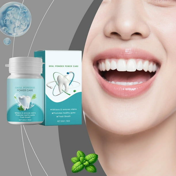 Polvo dental calmante y quitamanchas, protección segura y polvo limpiador de dientes, aliento fresco y limpieza para caries y limpieza dental, 50 g de polvo dental