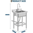 thumbnail image 2 of Historyli Stainless Steel Utility Sink, Free Standing Single Bowl, Adjustable Leg Height, with Faucet, Hot and Cold Water Pipes, 2 of 7