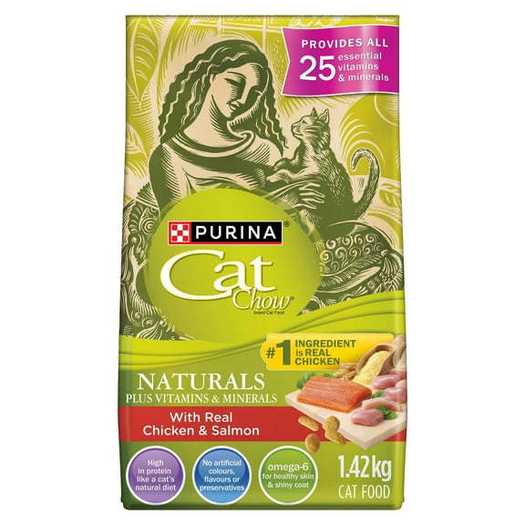 Cat Chow Naturel Poulet & Saumon, Nourriture Sèche pour Chats 1.4kg