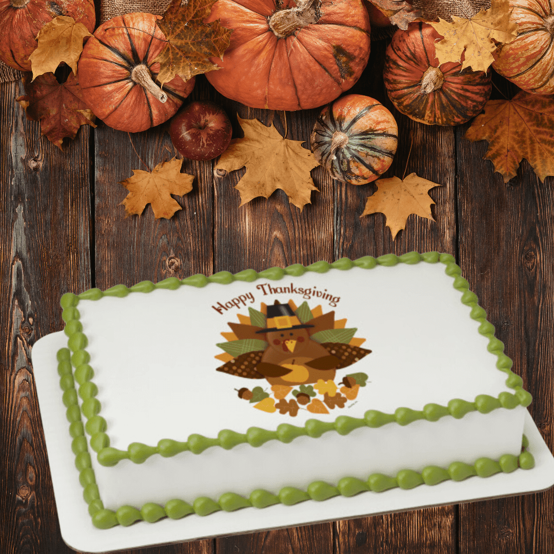 Happy Thanksgiving Cupcake Toppers - 25 Pack Fall Designs With Turkey, Pumpkin & Leaves