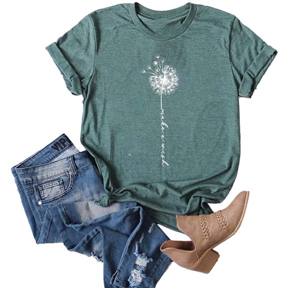 Sherrylily Dandelion Print Summer T-shirt for Women S-2XL