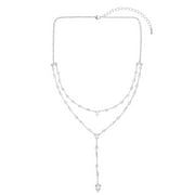 Believe by Brilliance Fine Silver Plated Cubic Zirconia "Y" Necklace