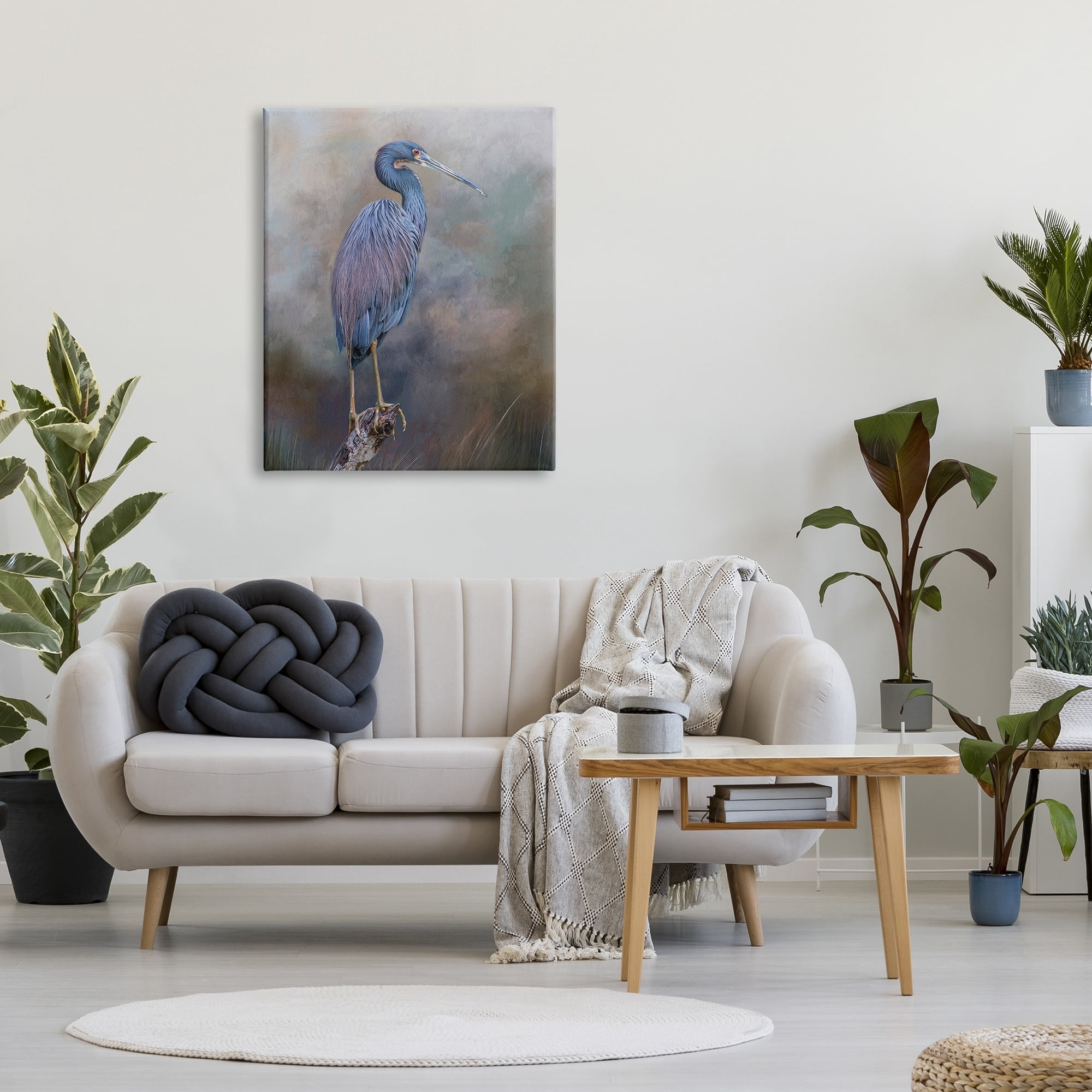 Stupell Heron Bird Perched Woodland Branch Animals & Insects Photography Gallery Wrapped Canvas Print Wall Art