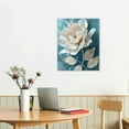 thumbnail image 3 of JEUXUS  Lotus Flower Wall Decor Blue and White Wall Canvas Blossom Floral Painting Blue Flower Picture for Bedroom Office, 3 of 5
