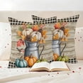 thumbnail image 3 of Fall Outdoor Waterproof Pillow Covers, Orange Green Blue White Pumpkin Plaid Wood Grain Decorative Square Throw Pillowcase Sofa Cushion Sham for Patio/Couch/Chair, 24"x24" 2 Pack, 3 of 8