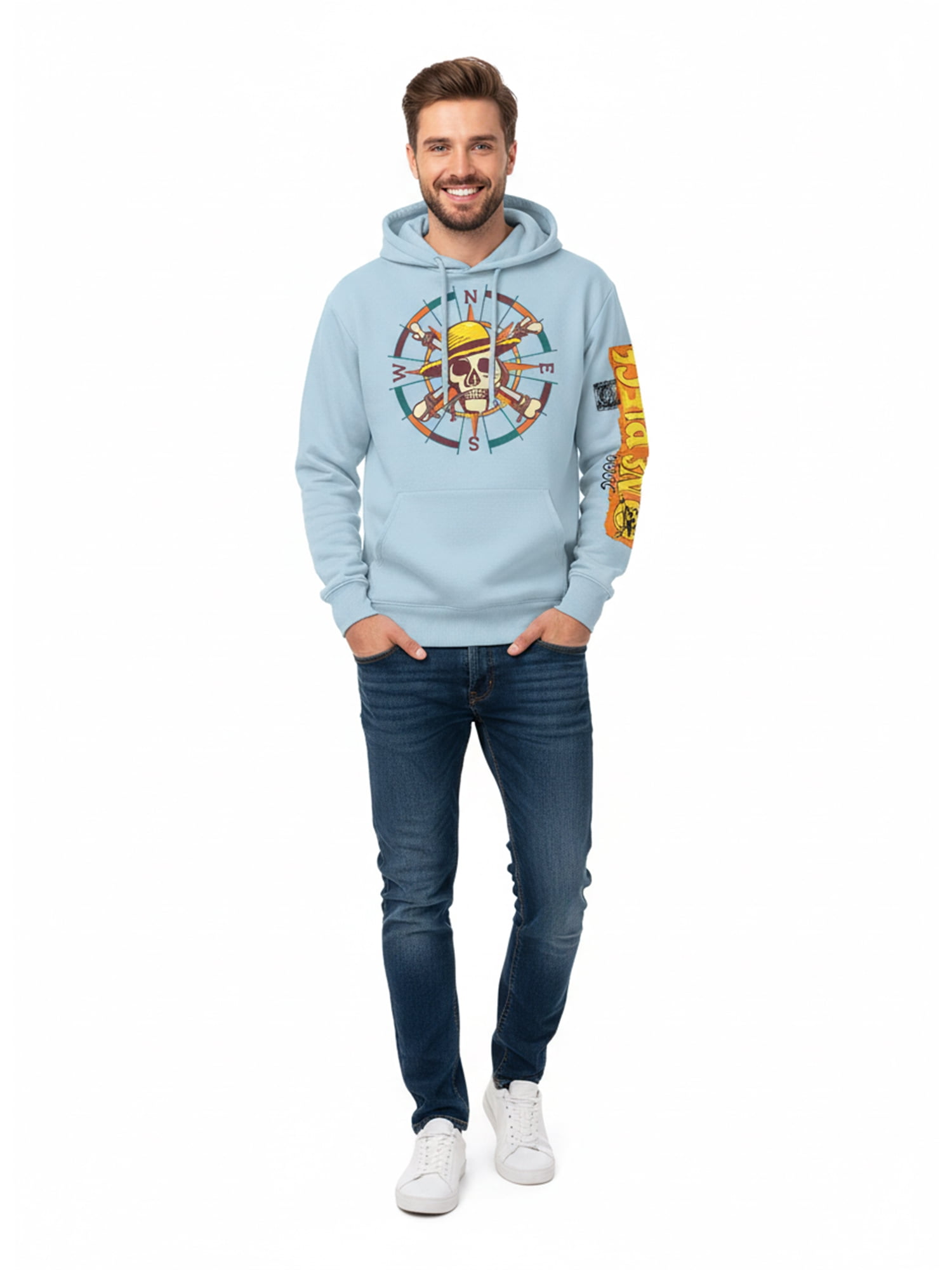 One Piece, Men's & Big Men's Graphic Hoodie, Jolly Roger Compass, Sizes S-3XL