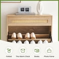 thumbnail image 6 of Garvee Natural Rattan Shoe Cabinet with 2 Flip Doors & Drawer, Freestanding Entryway Shoe Storage Cabinet with Adjustable & Removable Shelf, Oak for Hallway, 6 of 6