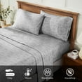 thumbnail image 6 of BNM Melange Soft Flannel Cotton Sheet Set, Queen, Charcoal, 6 of 11