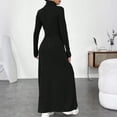 thumbnail image 4 of WTOBBY Ladies' Temperament Slim Fit High Neck Fashionable Solid Color Long Sleeved Dress - Sophisticated and Elegant Dress with High Neck, Great for Formal or Casual Settings,Black L, 4 of 4