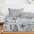 thumbnail image 6 of Twin XL Size Fitted Sheet Set - Navy Blue Coastal 2 Piece Bedding Sets 16" Deep Pocket Fitted Sheet with 1 Pillowcases, Nautical Ocean Shell Starfish Sea Rustic Brushed Microfiber Hotel Bed Sheets, 6 of 9