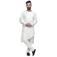thumbnail image 1 of Atasi Asymmetric Indian Mens Long Kurta Solid Round Neck Kurtas Party Wear, 1 of 5