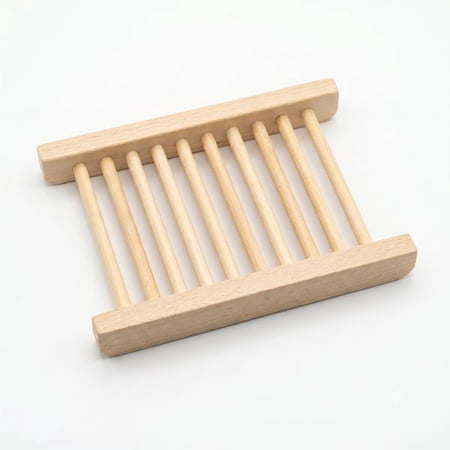 Natural Bamboo Soap Bar Dish - Eco Friendly Wooden Soap Holder Saver Tray for Shower Bathroom and Kitchen Counter Extends Soap Life Self Draining Slotted Design