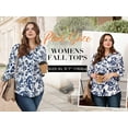 thumbnail image 6 of Ronuti Womens Tops 3/4 Length Sleeve With Button Cuffs Blouses Dressy Casual V Neck Summer Outfits Early Fall Fashion Clothes 2025, 6 of 7