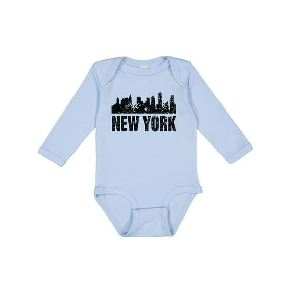Inktastic New York Skyline Grunge Boys or Girls Long Sleeve Baby Bodysuit
