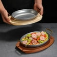 thumbnail image 6 of Stainless steel oval Spanish paella pan, with riveted handles, non-stick cooking pot picnic snack plate pot for home, kitchen, restaurant, 6 of 7