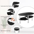 thumbnail image 6 of Costway Tempered Glass Oval Side Coffee Table Shelf Chrome Base Living Room Black, 6 of 9