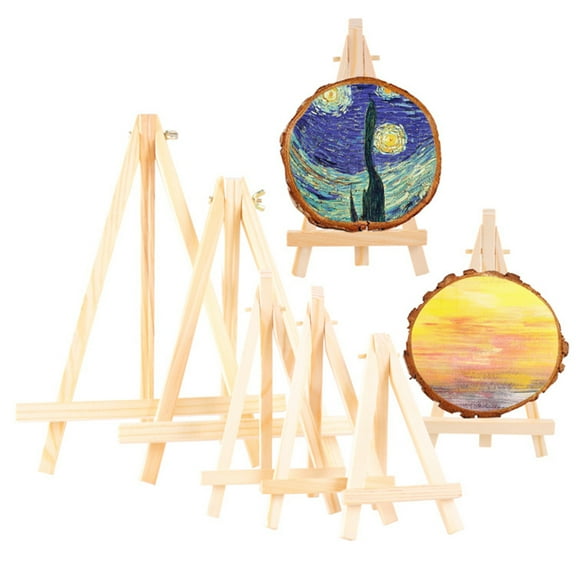 3-Piece Small Wooden Easel Set Tabletop Desk Calendar Display Stand Wood Artist Triangle Frame Photo Painting Holder for Kids