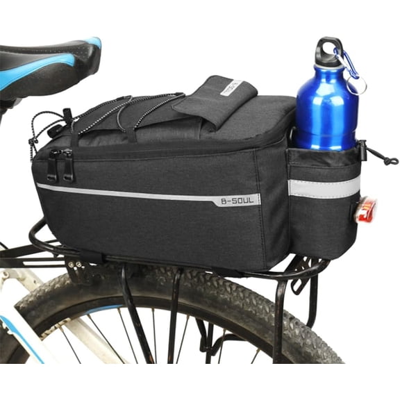 ZTZ Bike Rack Bag, Bicycle Rear Rack Storage Luggage, 8L Insulated Trunk Bag, Waterproof with Reflective Stripes (Black)
