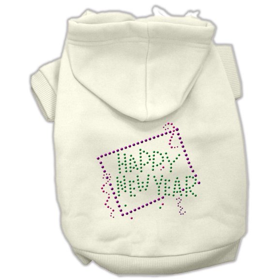 Pet, Dog Cat Hoodie Rhinestone, "Happy New Year"
