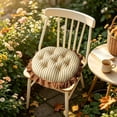 thumbnail image 5 of Lenkho Striped Tufted Round Seat Cushion with Ruffle Edge, Soft Padded Decorative Chair Pad, Comfort Thick Floor Sitting Cushion for Dining Chair, Kitchen Seat, Living Room, Bedroom Balcony, 5 of 6
