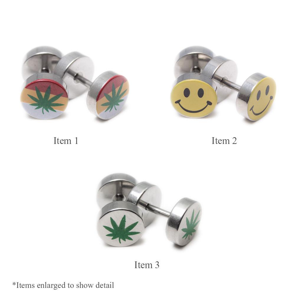 Pot Leaf And Smiley Logo Design Fake Ear Plugs 14 Gauge Walmart Com