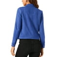 thumbnail image 3 of INSPIRE CHIC Women's Turn-Down Collar Flap Pockets Snap Button Faux Suede Jacket XS Blue, 3 of 6