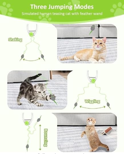 Interactive Cat Toys For Indoor Cats - Automatic Flying Bird Wand Chase Exercise Enrichment  Rechargeable Durable Safe Kitten & Adult Electric Hanging Bored