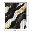 thumbnail image 5 of Black and Gold Marble Layered Waves Pattern Shower Curtain 72"x84" ,Bathroom Decorative Shower Curtains Set with 12 Hooks,Modern Waterproof Washable Shower Curtain, 5 of 5