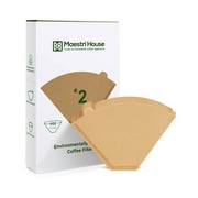 Maestri House Coffee Filter 1-4 Cups, 100 Count Natural Unbleached Paper Coffee Filters(V-Shaped), Tabbed Cone Coffee Filter, Disposable & Biodegradable & Environmentally Friendly, Pour Over Filter