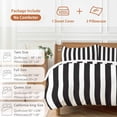 thumbnail image 6 of 3 Piece Black Striped Duvet Cover Set Twin Size, Microfiber Comforter/Quilt Cover with Corner Ties and 2 Pillowcases, Modern Farmhouse Black White Stripes All Season Soft Bedding with Zipper Closure, 6 of 8