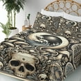 thumbnail image 3 of Ambesonne Gothic Art Fitted & Top Sheet Set with Shams, Mushroom Skulls Motifs, Eggshell and Charcoal Grey, 3 of 5
